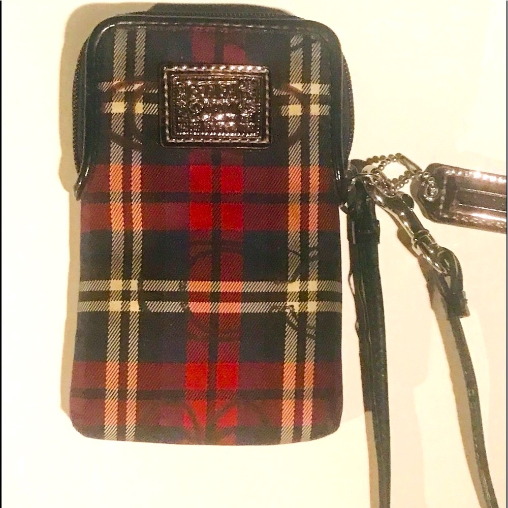 Coach wristlet plaid